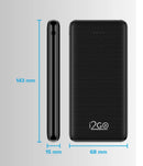Carregador Portátil Power Bank i2GO 10000 mAh – Bateria Externa com USB-C e Duas Saídas USB | Preto